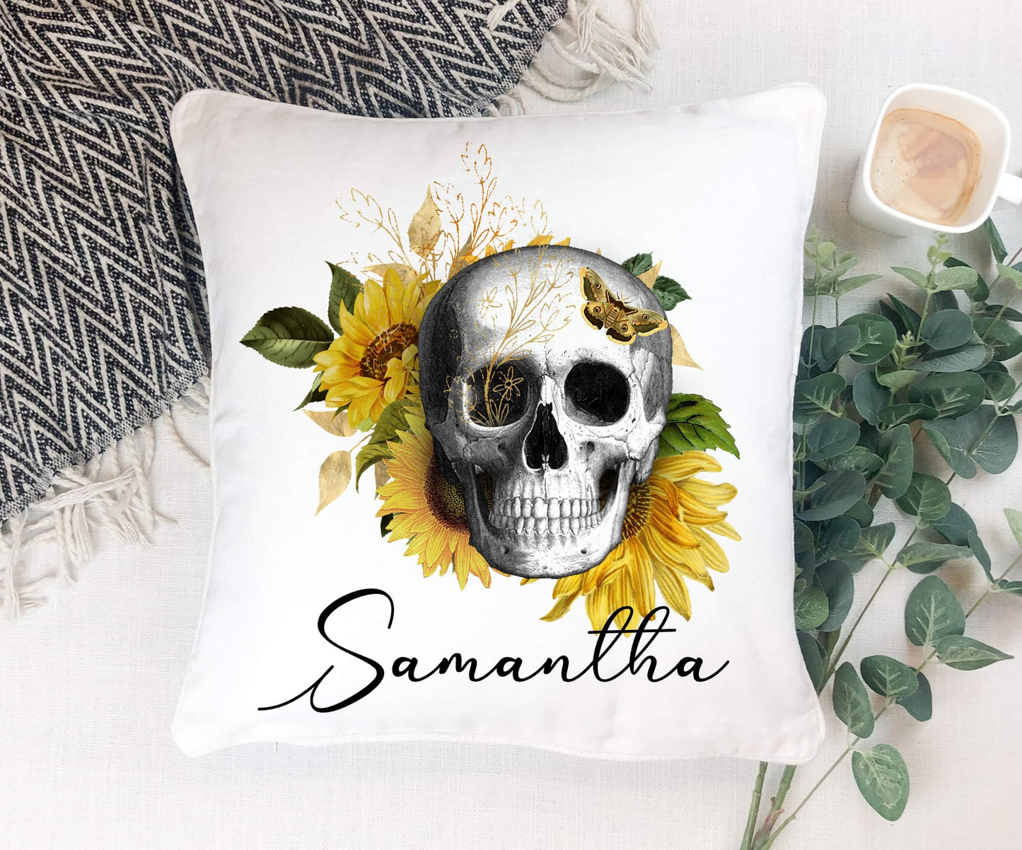 Sunflower cushion, personalised gift