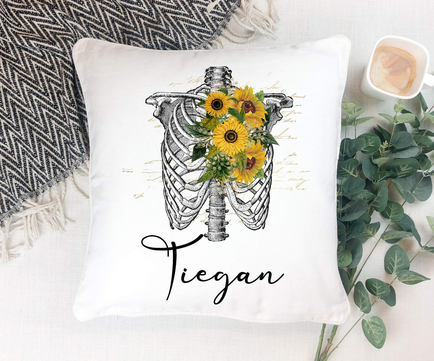 Sunflower cushion, personalised gift