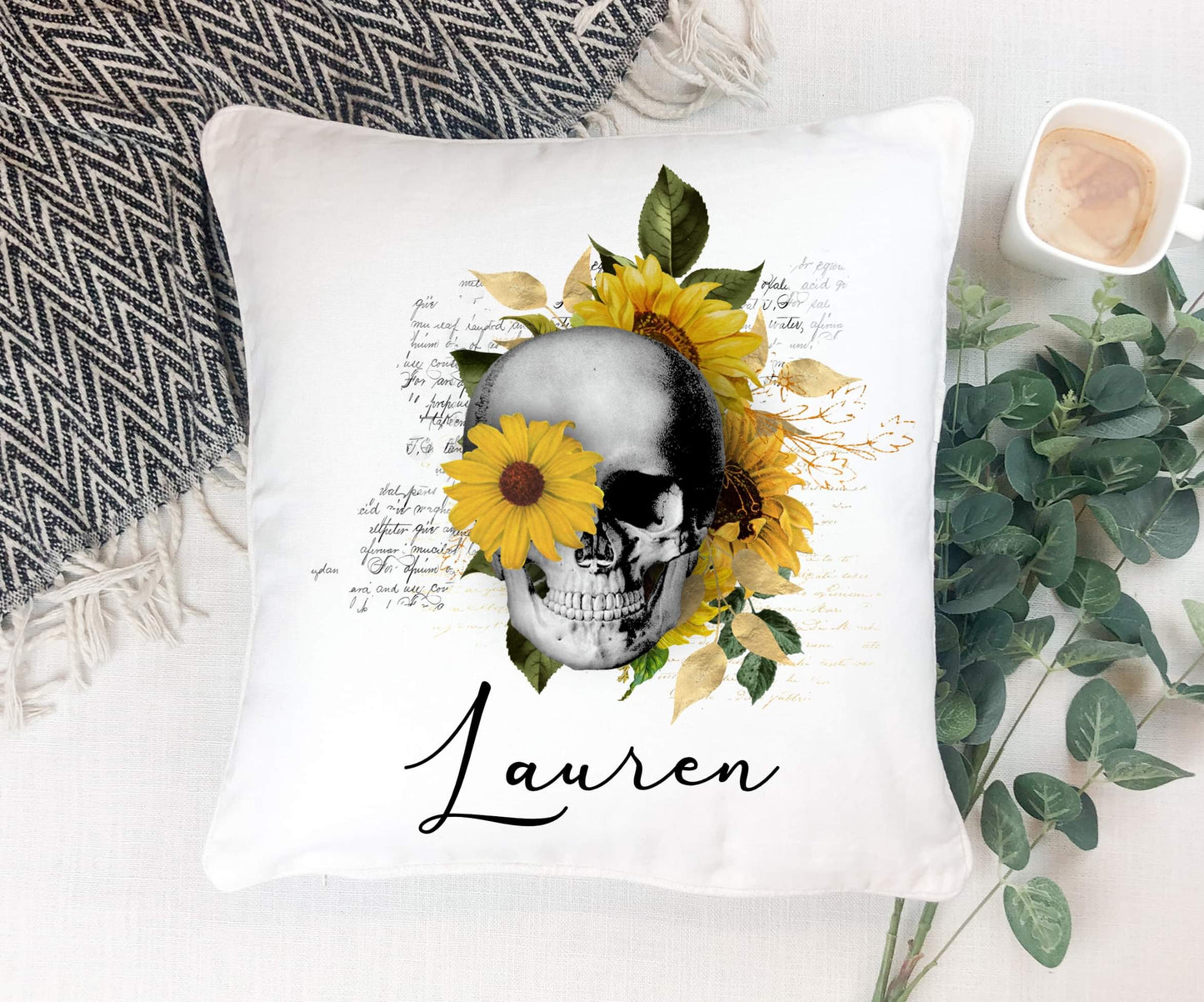 Sunflower cushion, personalised gift