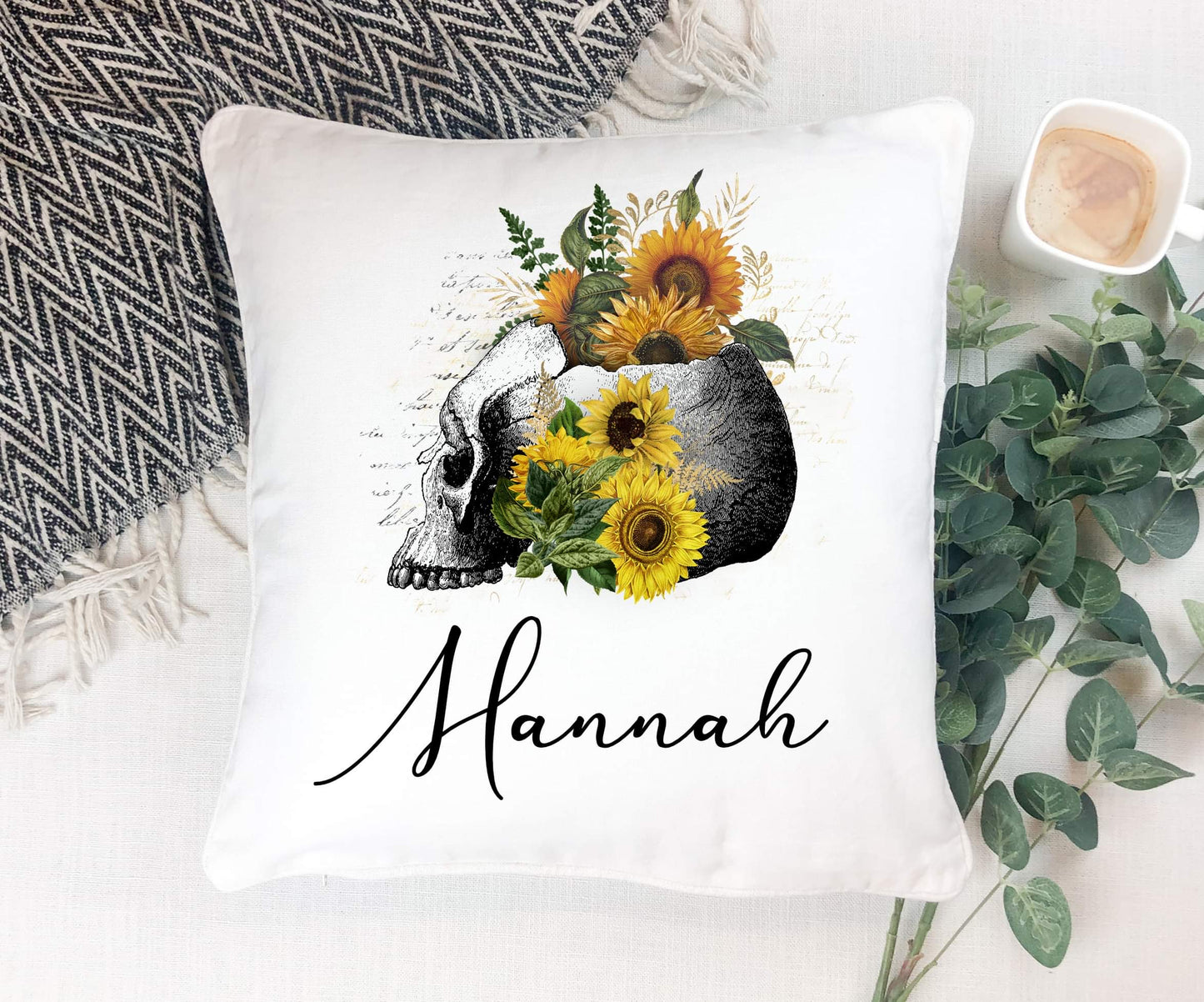 Sunflower cushion, personalised gift