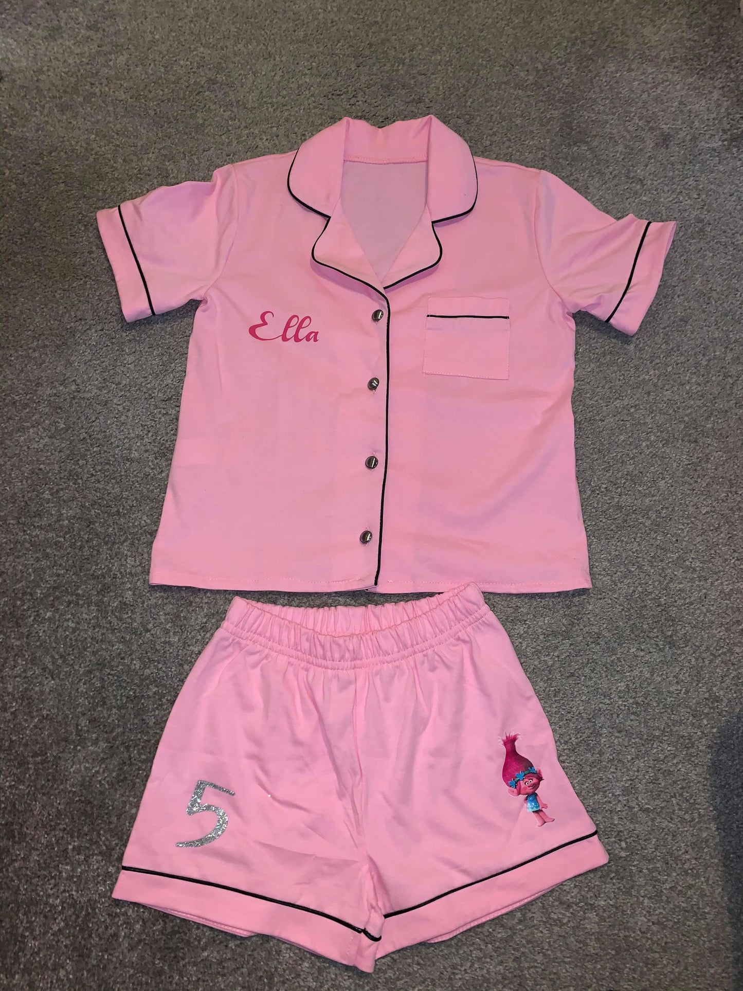 Girls piped short  Cotton Pyjamas