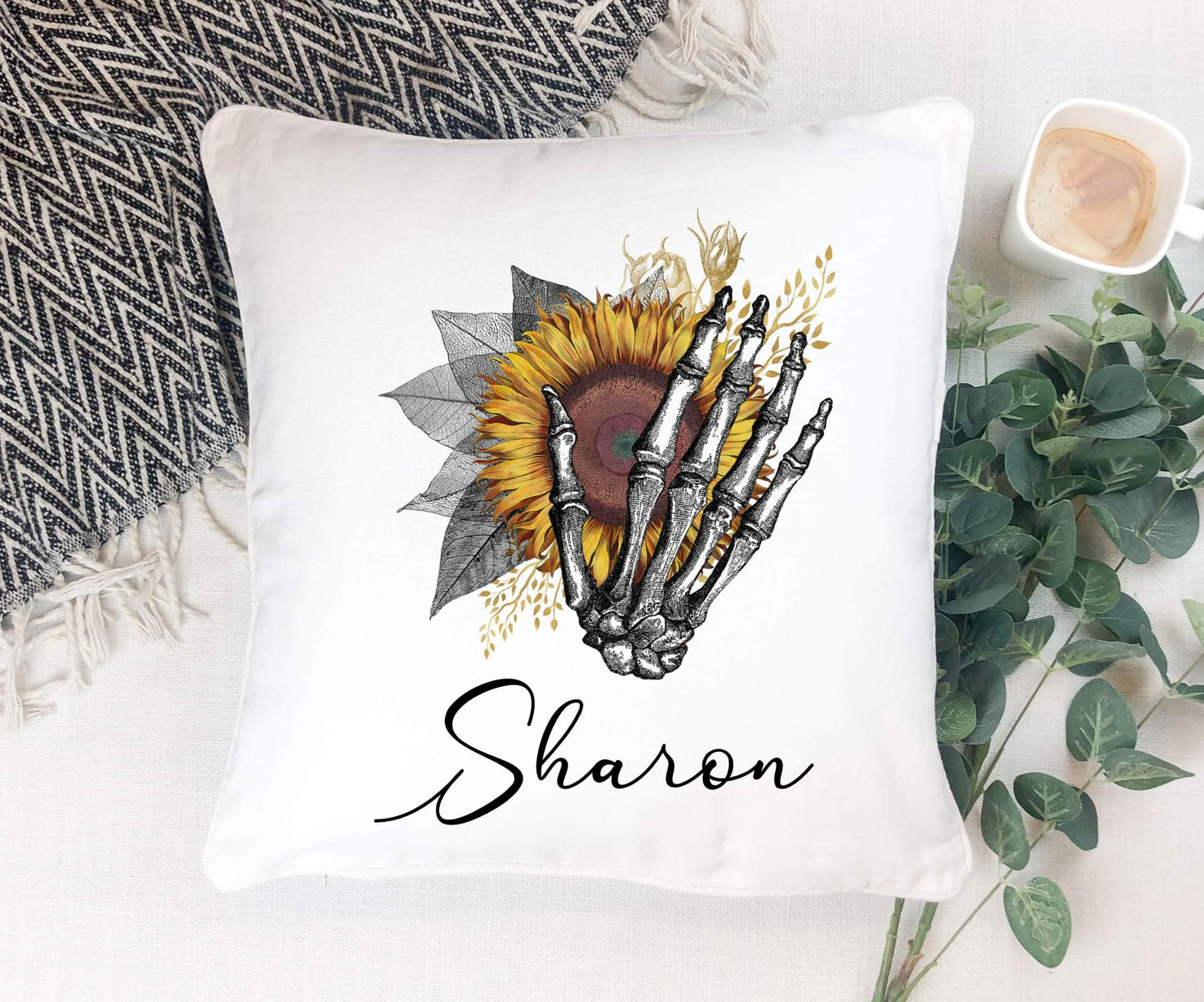 Sunflower cushion, personalised gift