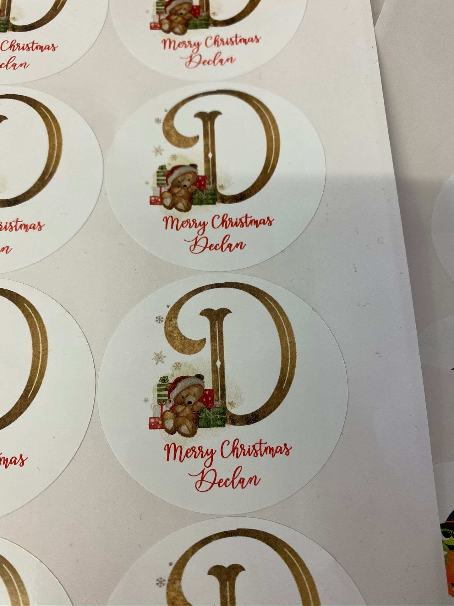 Personalised Christmas alphabet stickers