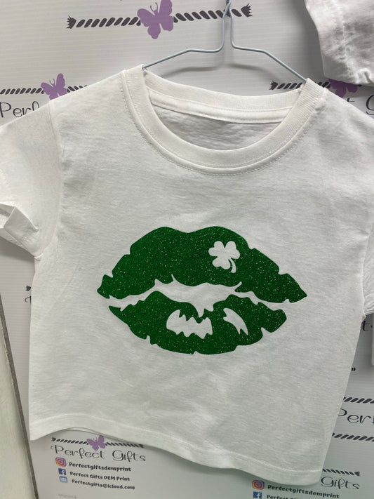 Glitter shamrock lips tshirt