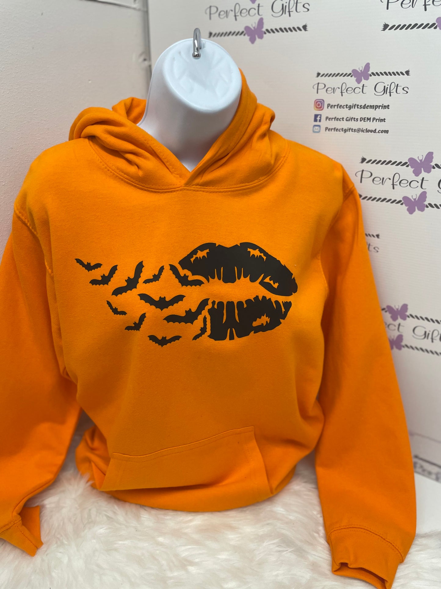 Halloween clothing , bat lips hoodie