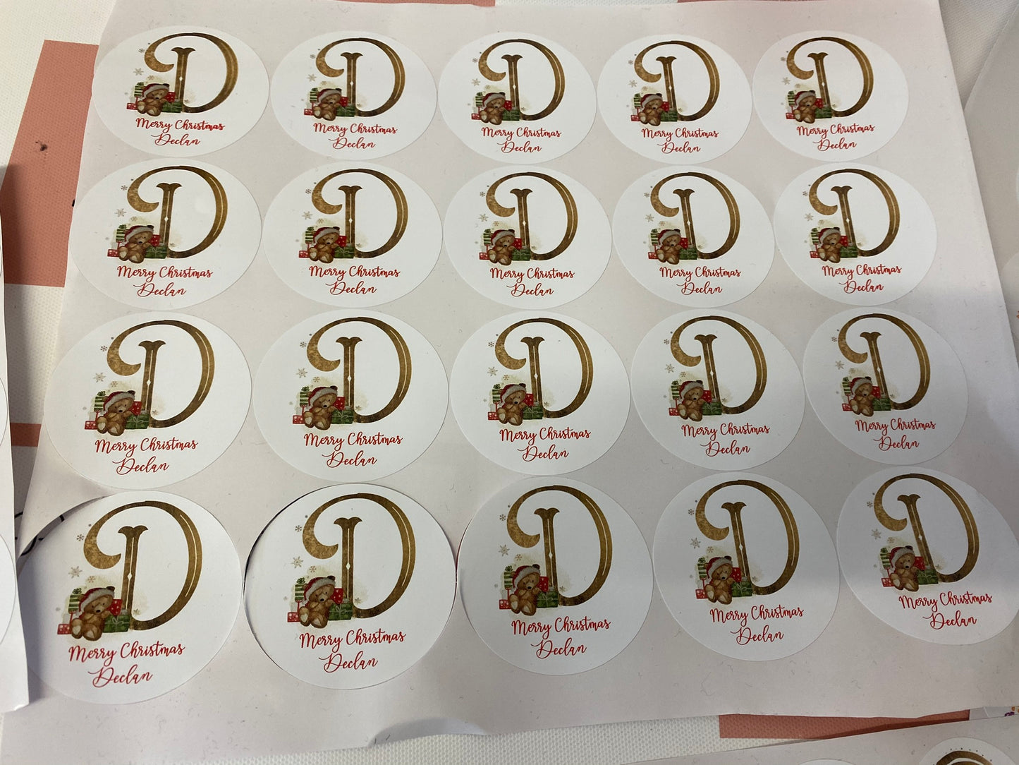 Personalised Christmas alphabet stickers