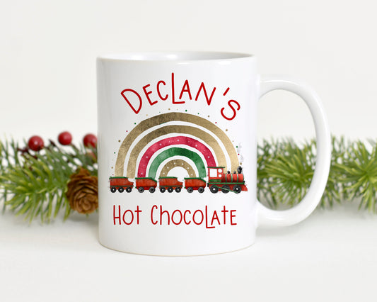 christmas Trainbow mug, hot chocolate mug, christmas gift