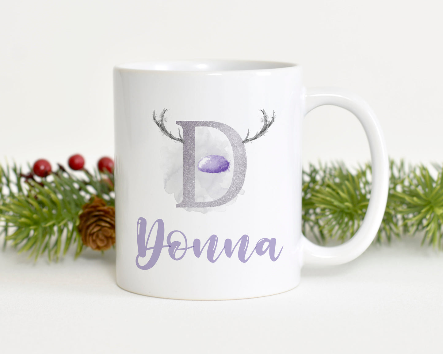 Antler, christmas personalised Alphabet Mug