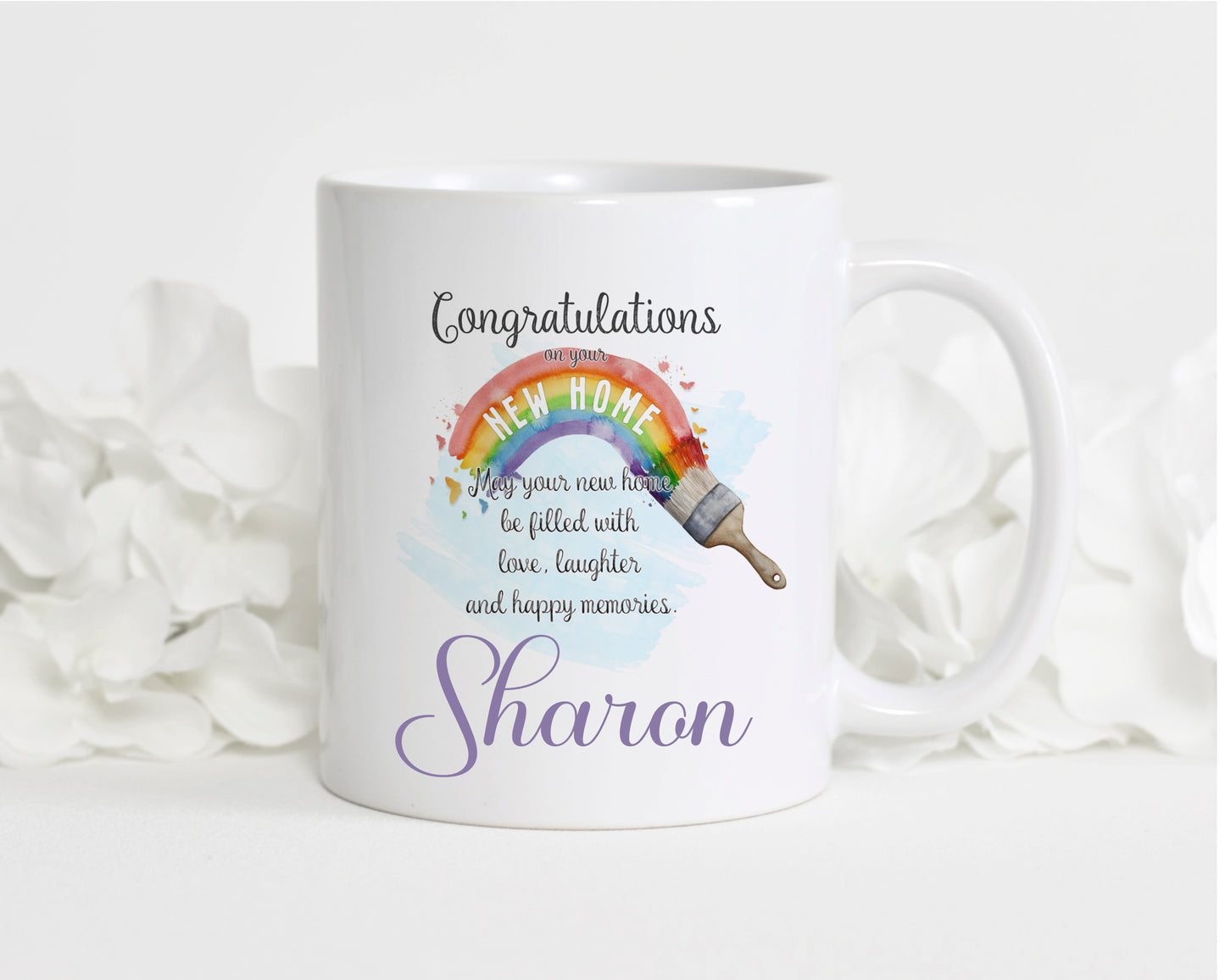 New home rainbow mug , personalised gift