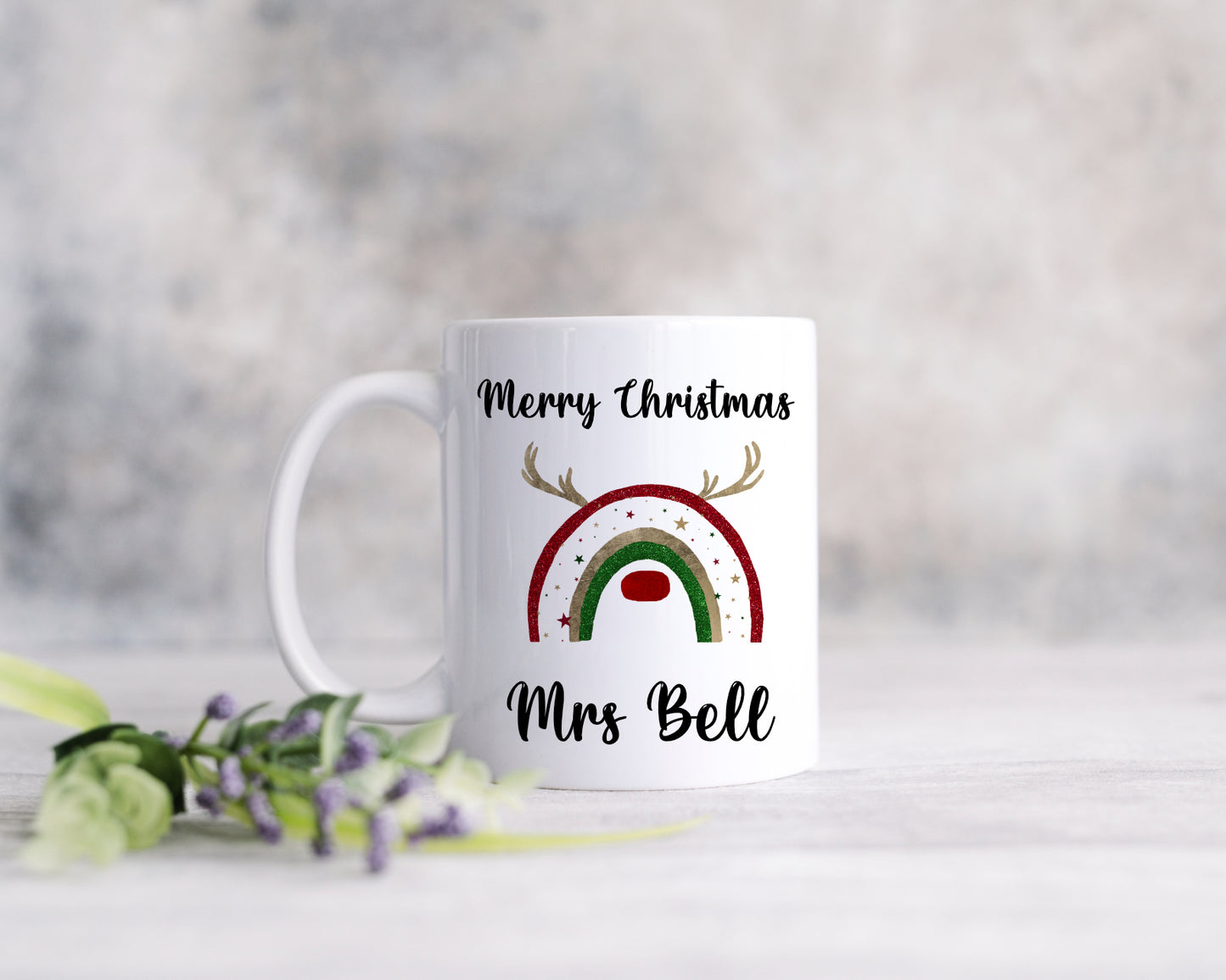 CHRISTMAS REINBOW MUG, TEACHERS GIFT, STOCKING FILLER, SECRET SANTA GIFT